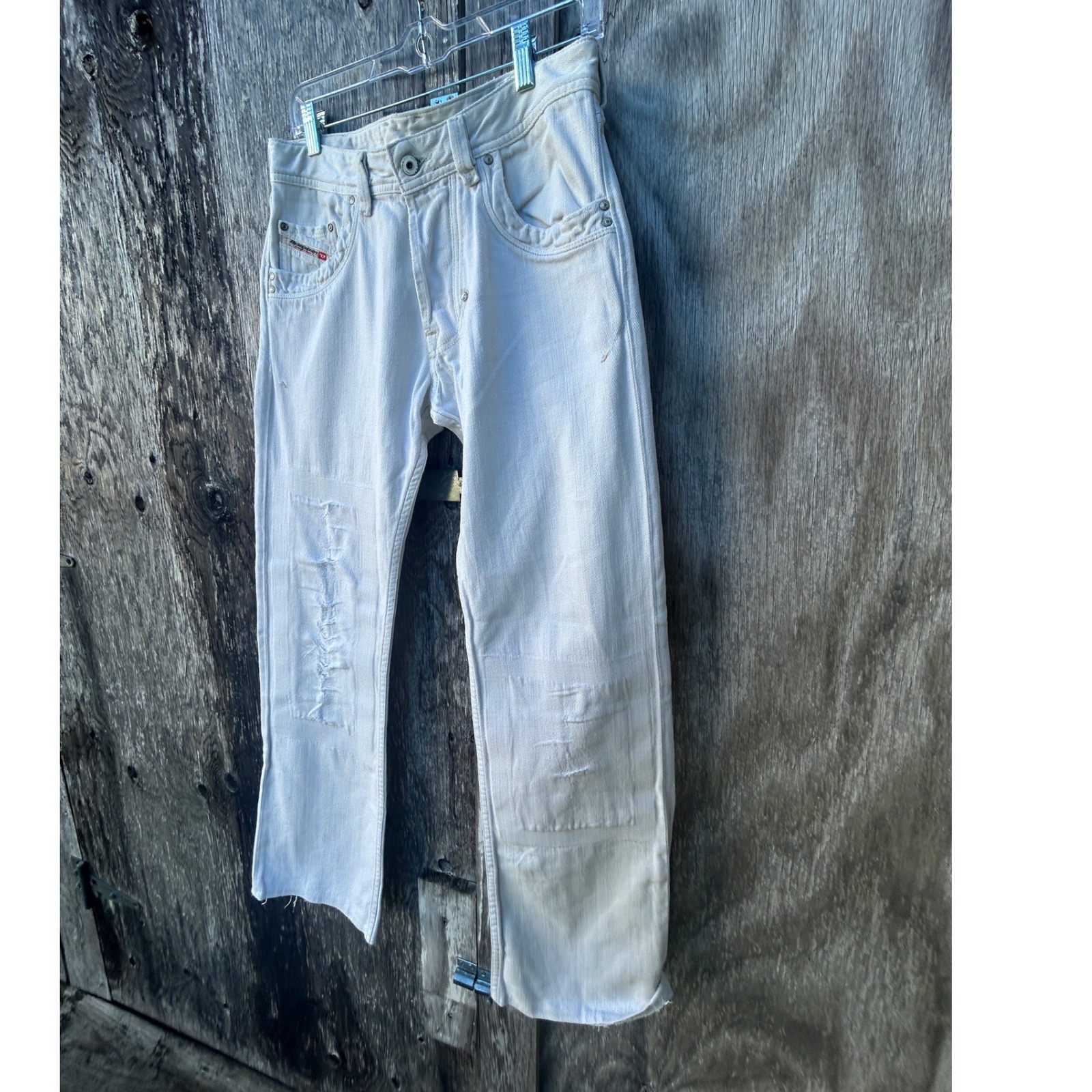 Vtg Rare Diesel White Distressed Jeans Men 30 Straight Y2k Grunge Skate Denim